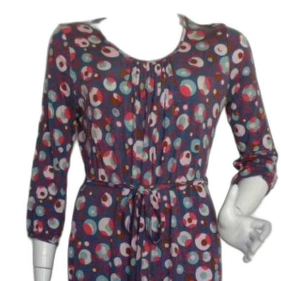 BODEN Dress, 10, Jersey, Multicolor circles/Polka dots, sash, 3/4 sleeves - Picture 5 of 15
